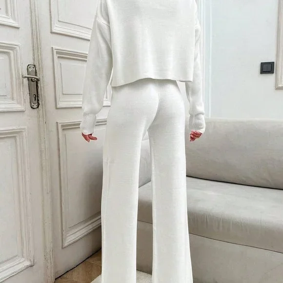 White Casual Women's Metallic Button Polo Collar Knit Cardigan & Sweater - Picture 6 of 6